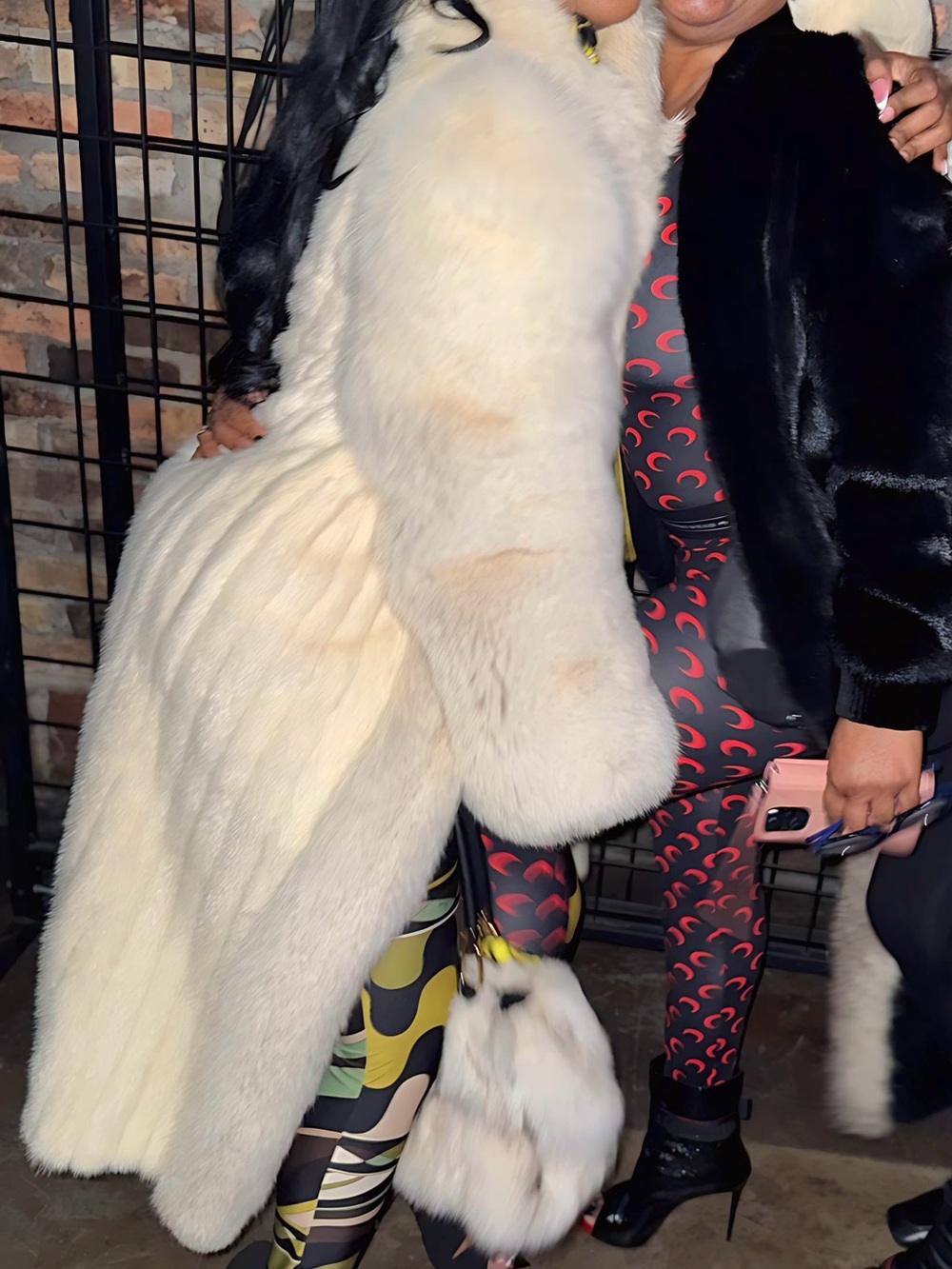 Cream fox & mink Full Length Fur Coat - Luxury Long Jacket